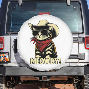 Vintage Cowboy Cat Spare Tire Cover Retro 90s Western Country Rodeo Meowdy Partner TS10 No hole White Print Your Wear