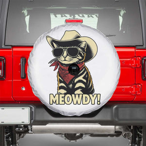Vintage Cowboy Cat Spare Tire Cover Retro 90s Western Country Rodeo Meowdy Partner TS10 White Print Your Wear