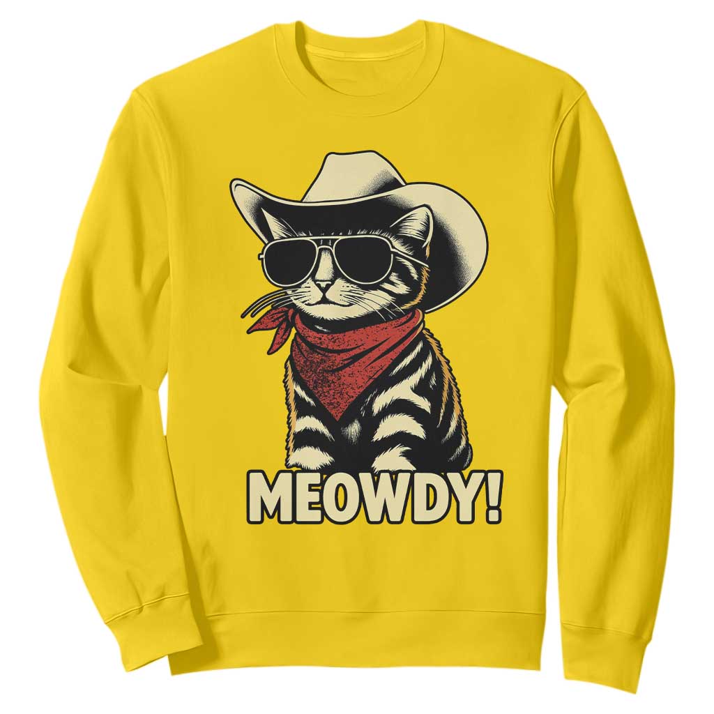 Vintage Cowboy Cat Sweatshirt Retro 90s Western Country Rodeo Meowdy Partner TS10 Daisy Print Your Wear
