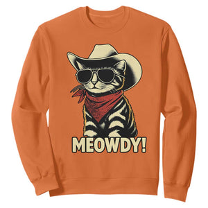 Vintage Cowboy Cat Sweatshirt Retro 90s Western Country Rodeo Meowdy Partner TS10 Orange Print Your Wear
