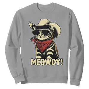 Vintage Cowboy Cat Sweatshirt Retro 90s Western Country Rodeo Meowdy Partner TS10 Sport Gray Print Your Wear