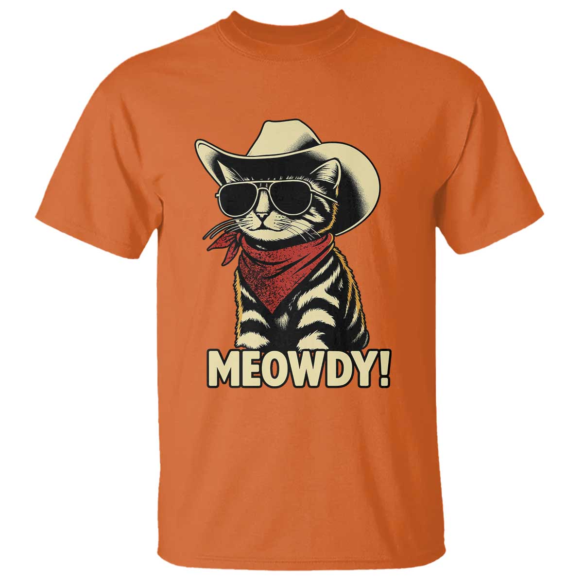 Vintage Cowboy Cat T Shirt Retro 90s Western Country Rodeo Meowdy Partner TS10 Orange Print Your Wear
