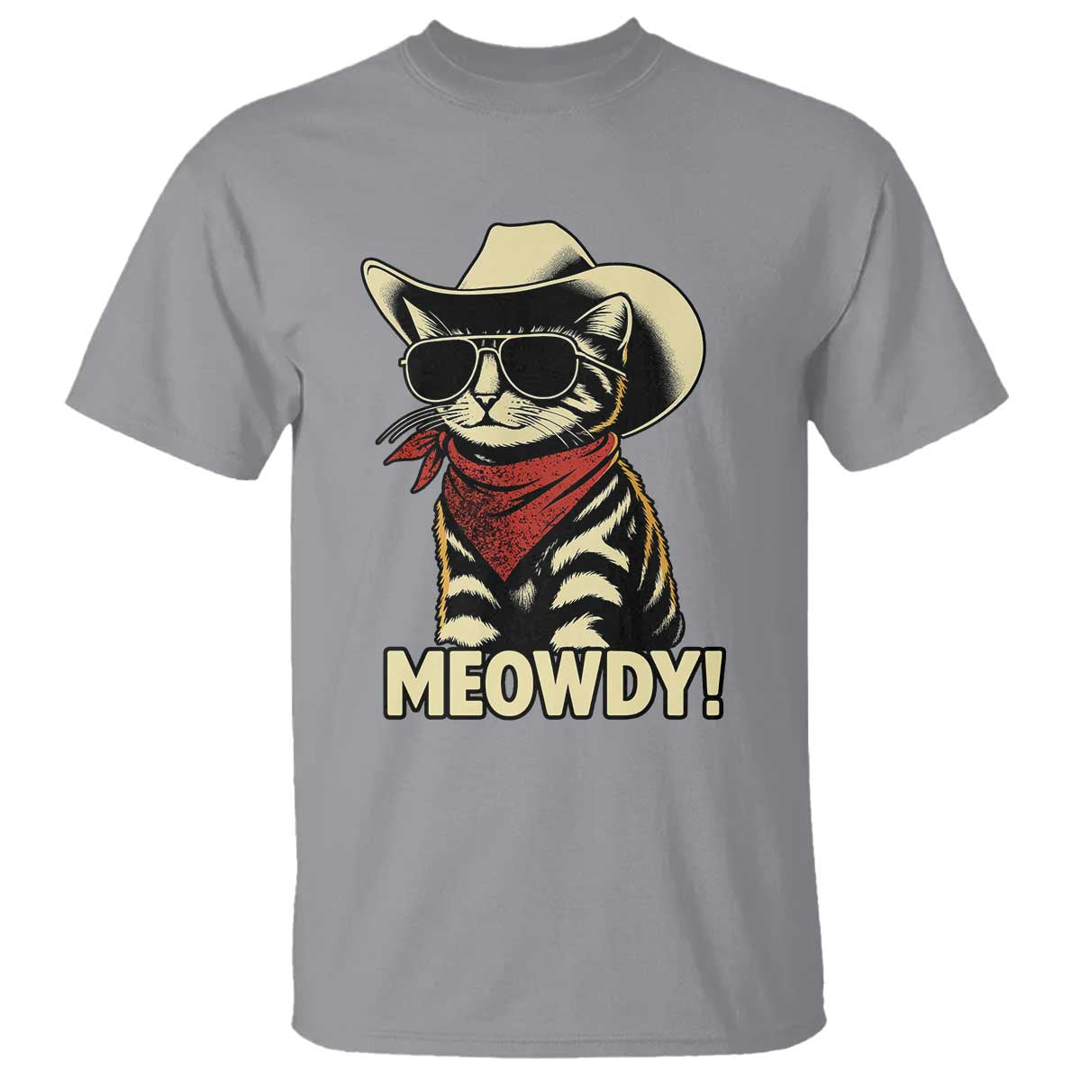Vintage Cowboy Cat T Shirt Retro 90s Western Country Rodeo Meowdy Partner TS10 Sport Gray Print Your Wear