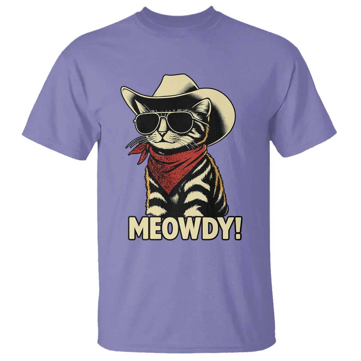 Vintage Cowboy Cat T Shirt Retro 90s Western Country Rodeo Meowdy Partner TS10 Violet Print Your Wear