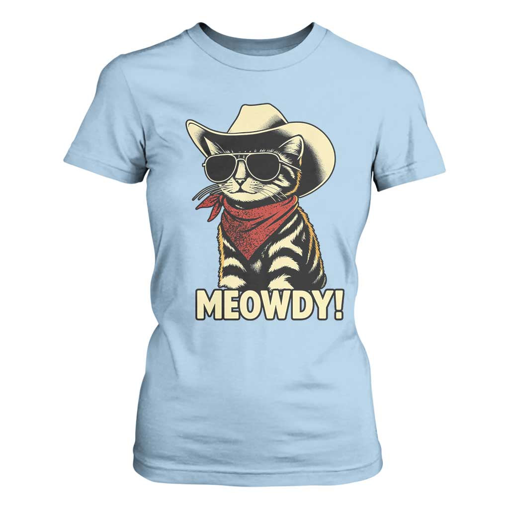 Vintage Cowboy Cat T Shirt For Women Retro 90s Western Country Rodeo Meowdy Partner TS10 Light Blue Print Your Wear