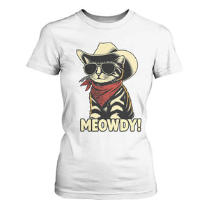 Vintage Cowboy Cat T Shirt For Women Retro 90s Western Country Rodeo Meowdy Partner TS10 White Print Your Wear