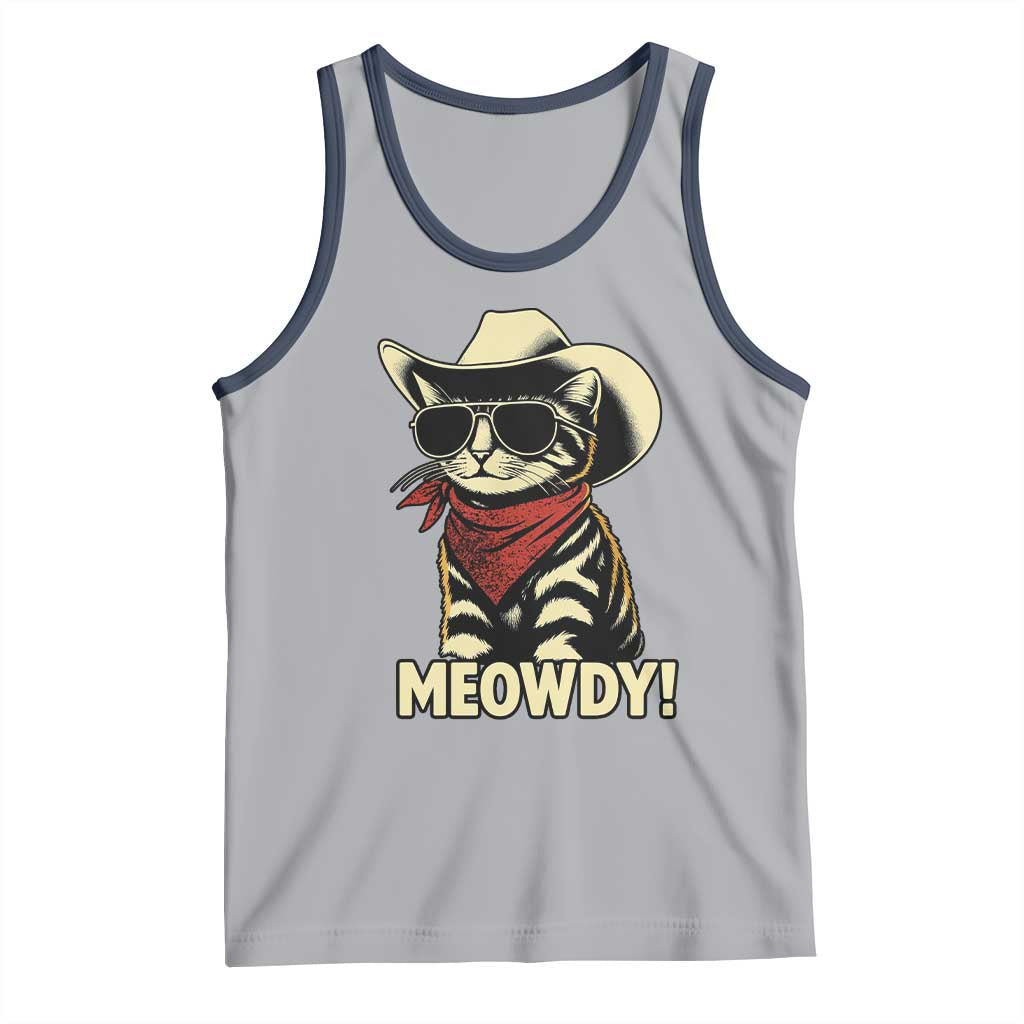 Vintage Cowboy Cat Tank Top Retro 90s Western Country Rodeo Meowdy Partner TS10 Athletic Heather Navy Print Your Wear