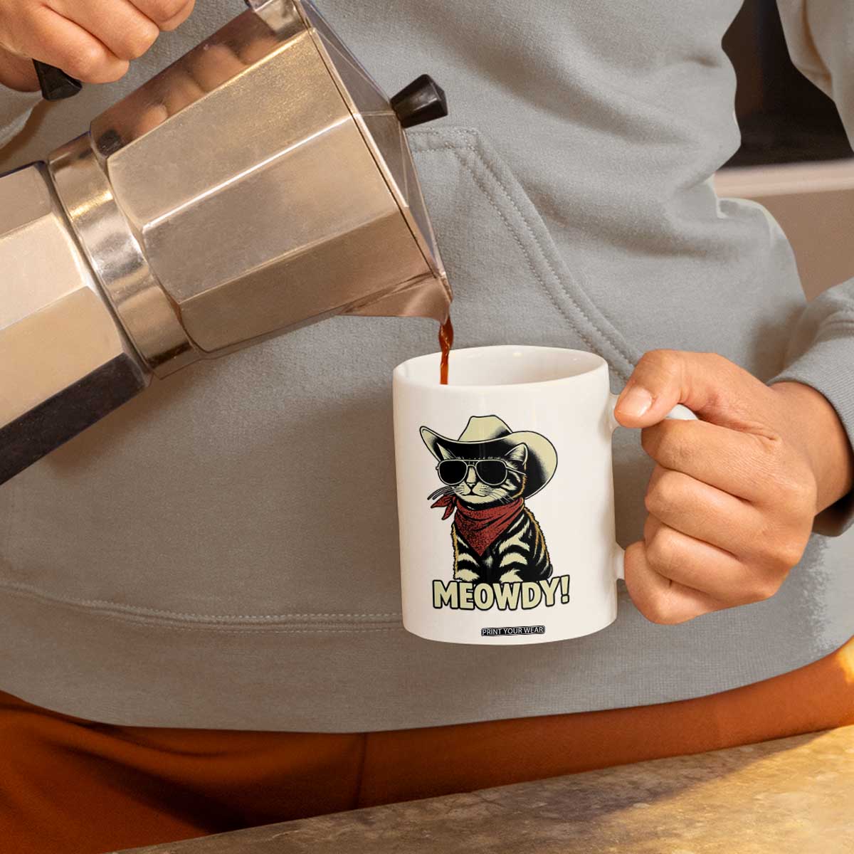 Vintage Cowboy Cat Coffee Mug Retro 90s Western Country Rodeo Meowdy Partner TS10 Print Your Wear