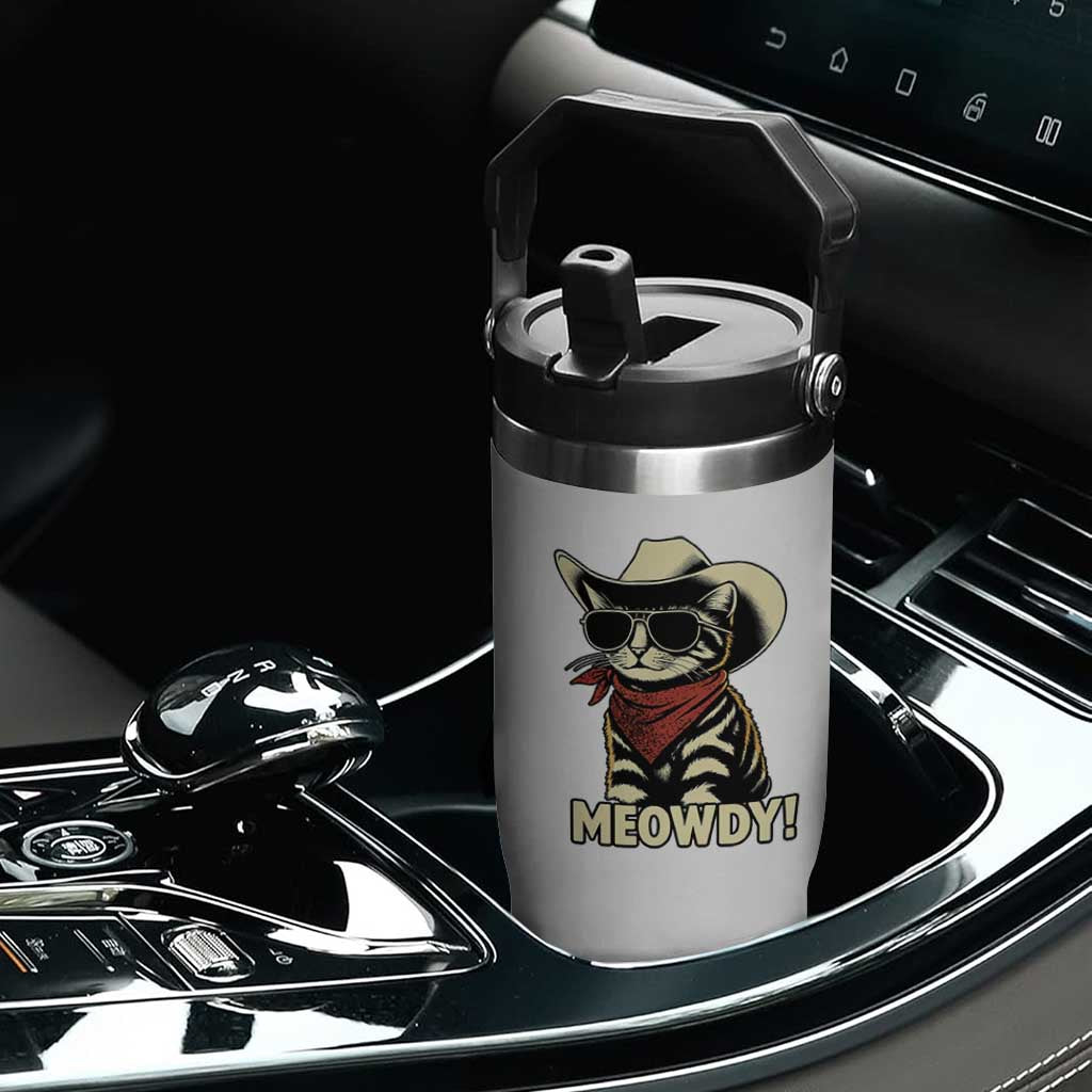 Vintage Cowboy Cat Flip Straw Tumbler Retro 90s Western Country Rodeo Meowdy Partner TS10 Print Your Wear