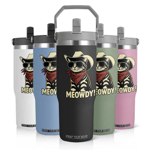 Vintage Cowboy Cat Flip Straw Tumbler Retro 90s Western Country Rodeo Meowdy Partner TS10 Print Your Wear