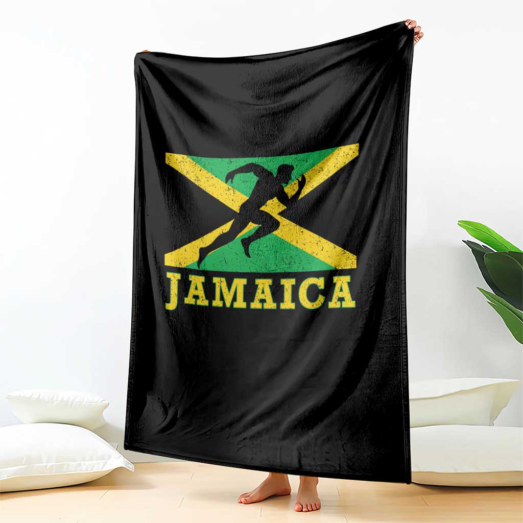 Jamaican Flag Track And Field Throw Blanket Retro Vintage Jamaica Runner Track Team TS10 Print Your Wear