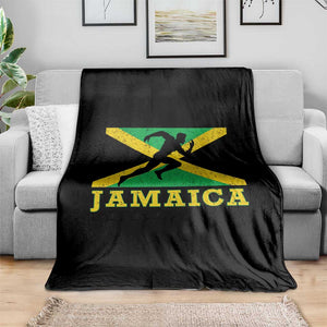 Jamaican Flag Track And Field Throw Blanket Retro Vintage Jamaica Runner Track Team TS10 Print Your Wear
