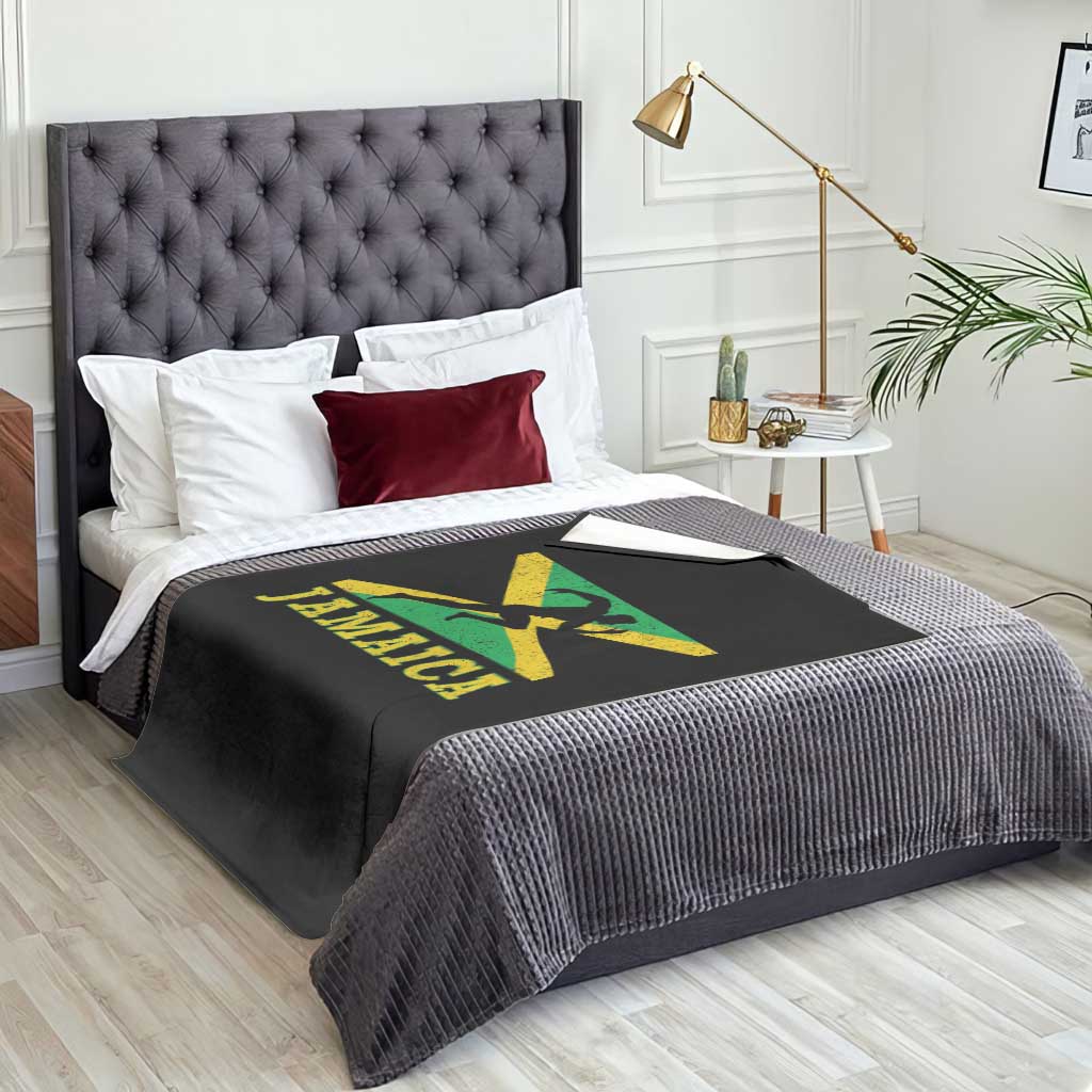 Jamaican Flag Track And Field Throw Blanket Retro Vintage Jamaica Runner Track Team TS10 Print Your Wear