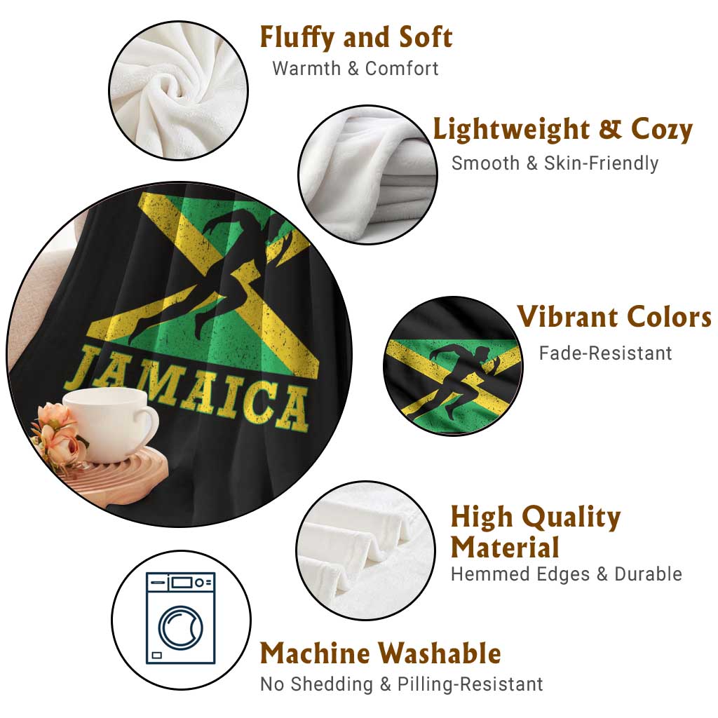 Jamaican Flag Track And Field Throw Blanket Retro Vintage Jamaica Runner Track Team TS10 Print Your Wear