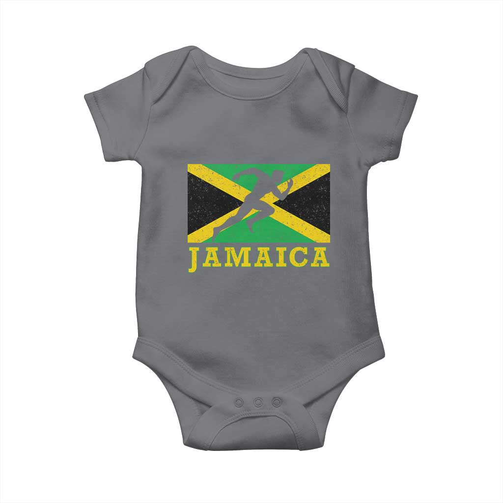 Jamaican Flag Track And Field Baby Onesie Retro Vintage Jamaica Runner Track Team TS10 Charcoal Print Your Wear