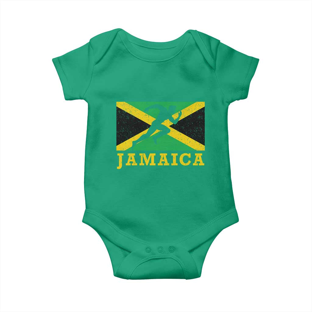 Jamaican Flag Track And Field Baby Onesie Retro Vintage Jamaica Runner Track Team TS10 Irish Green Print Your Wear