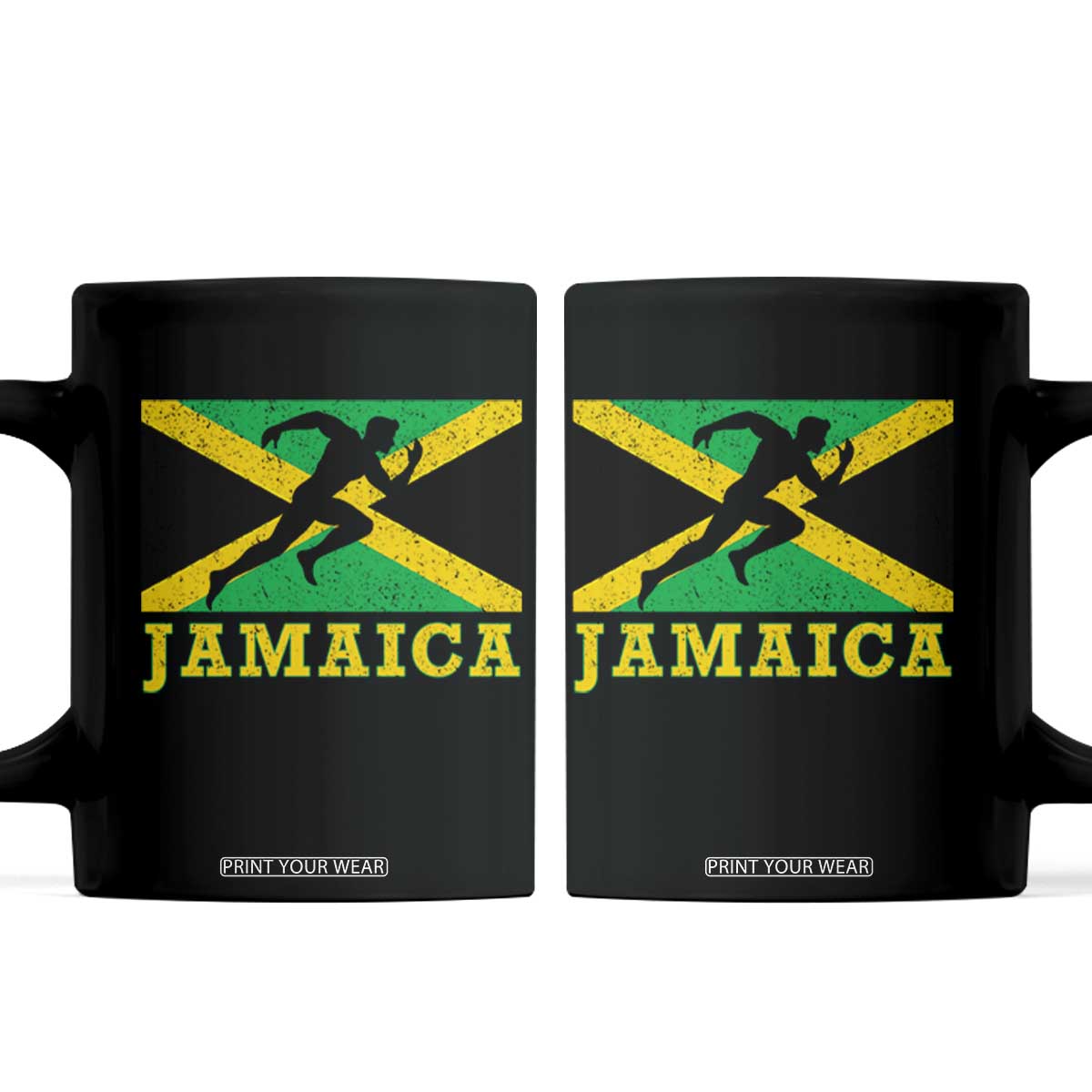 Jamaican Flag Track And Field Coffee Mug Retro Vintage Jamaica Runner Track Team TS10 Black Print Your Wear