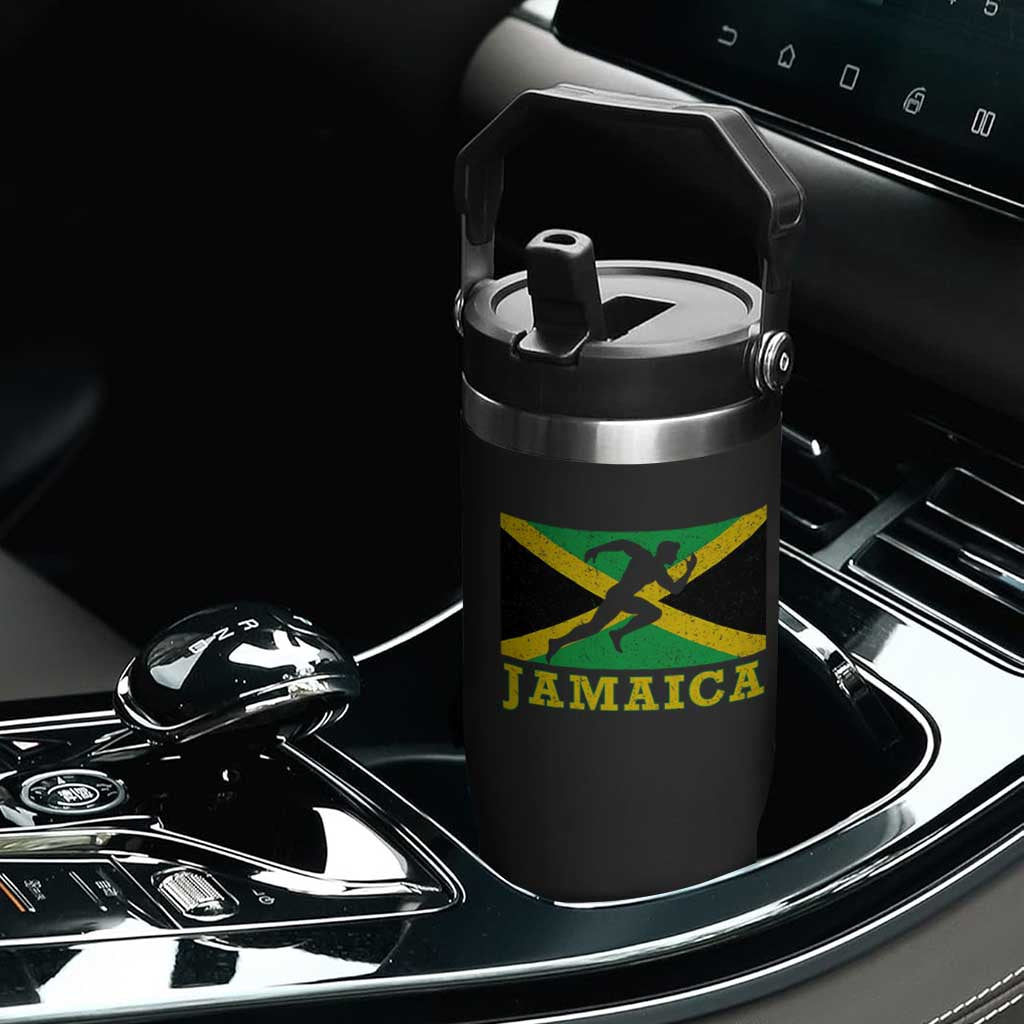 Jamaican Flag Track And Field Flip Straw Tumbler Retro Vintage Jamaica Runner Track Team TS10 Print Your Wear