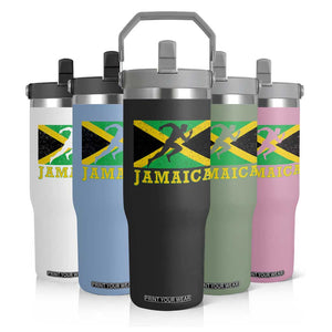 Jamaican Flag Track And Field Flip Straw Tumbler Retro Vintage Jamaica Runner Track Team TS10 Print Your Wear