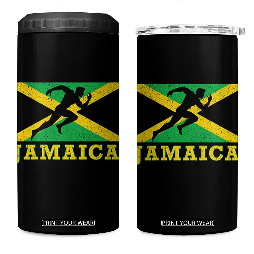 Jamaican Flag Track And Field 4 in 1 Can Cooler Tumbler Retro Vintage Jamaica Runner Track Team TS10 One Size: 16 oz Black Print Your Wear