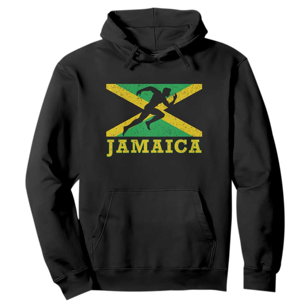 Jamaican Flag Track And Field Hoodie Retro Vintage Jamaica Runner Track Team TS10 Black Print Your Wear