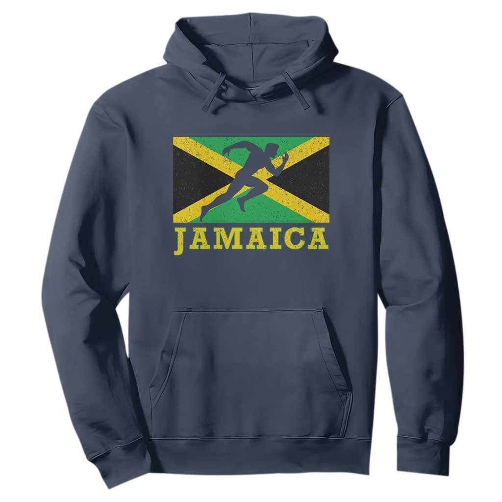 Jamaican Flag Track And Field Hoodie Retro Vintage Jamaica Runner Track Team TS10 Navy Print Your Wear