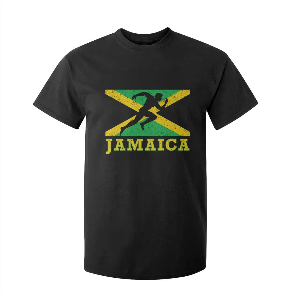 Jamaican Flag Track And Field T Shirt For Kid Retro Vintage Jamaica Runner Track Team TS10 Black Print Your Wear
