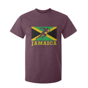 Jamaican Flag Track And Field T Shirt For Kid Retro Vintage Jamaica Runner Track Team TS10 Maroon Print Your Wear