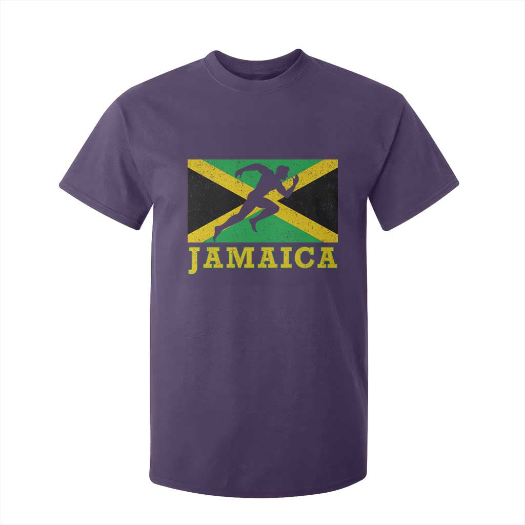 Jamaican Flag Track And Field T Shirt For Kid Retro Vintage Jamaica Runner Track Team TS10 Purple Print Your Wear