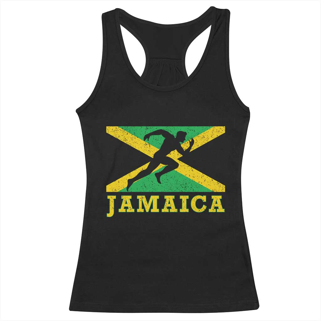 Jamaican Flag Track And Field Racerback Tank Top Retro Vintage Jamaica Runner Track Team TS10 Black Print Your Wear