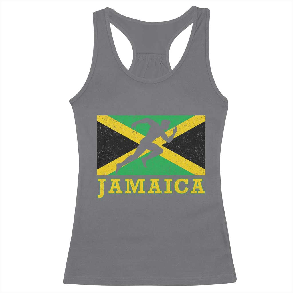 Jamaican Flag Track And Field Racerback Tank Top Retro Vintage Jamaica Runner Track Team TS10 Charcoal Print Your Wear