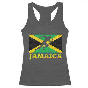 Jamaican Flag Track And Field Racerback Tank Top Retro Vintage Jamaica Runner Track Team TS10 Dark Heather Print Your Wear