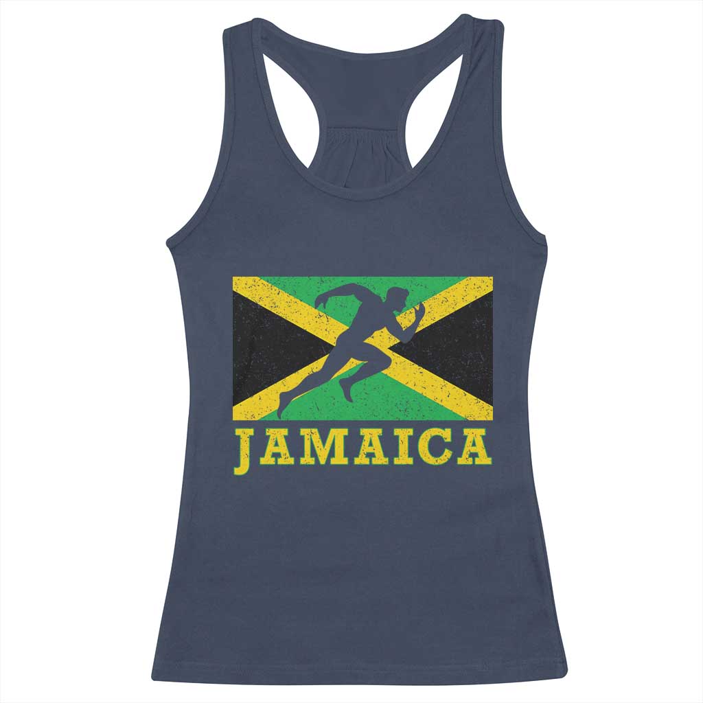 Jamaican Flag Track And Field Racerback Tank Top Retro Vintage Jamaica Runner Track Team TS10 Navy Print Your Wear
