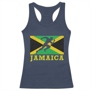 Jamaican Flag Track And Field Racerback Tank Top Retro Vintage Jamaica Runner Track Team TS10 Navy Print Your Wear