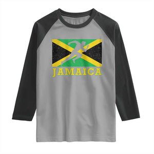 Jamaican Flag Track And Field Raglan Shirt Retro Vintage Jamaica Runner Track Team TS10 Sport Gray Black Print Your Wear