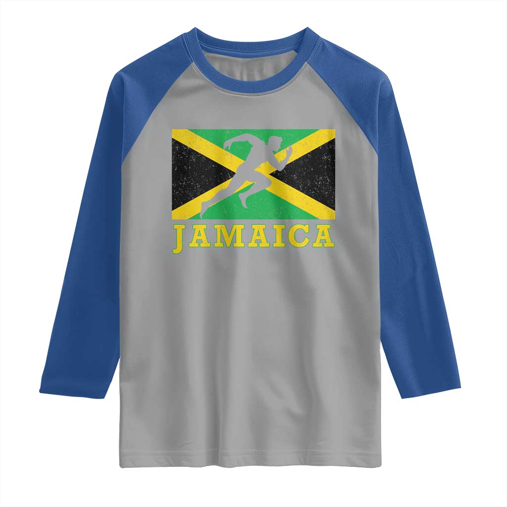 Jamaican Flag Track And Field Raglan Shirt Retro Vintage Jamaica Runner Track Team TS10 Sport Gray Royal Print Your Wear
