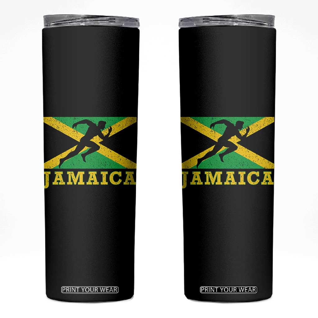 Jamaican Flag Track And Field Skinny Tumbler Retro Vintage Jamaica Runner Track Team TS10 Black Print Your Wear