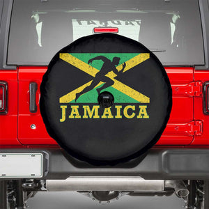 Jamaican Flag Track And Field Spare Tire Cover Retro Vintage Jamaica Runner Track Team TS10 Black Print Your Wear