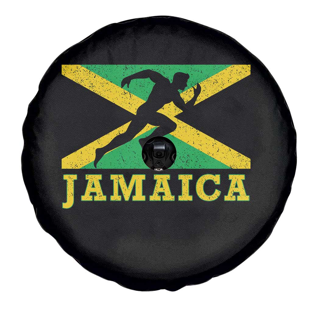 Jamaican Flag Track And Field Spare Tire Cover Retro Vintage Jamaica Runner Track Team TS10 Print Your Wear