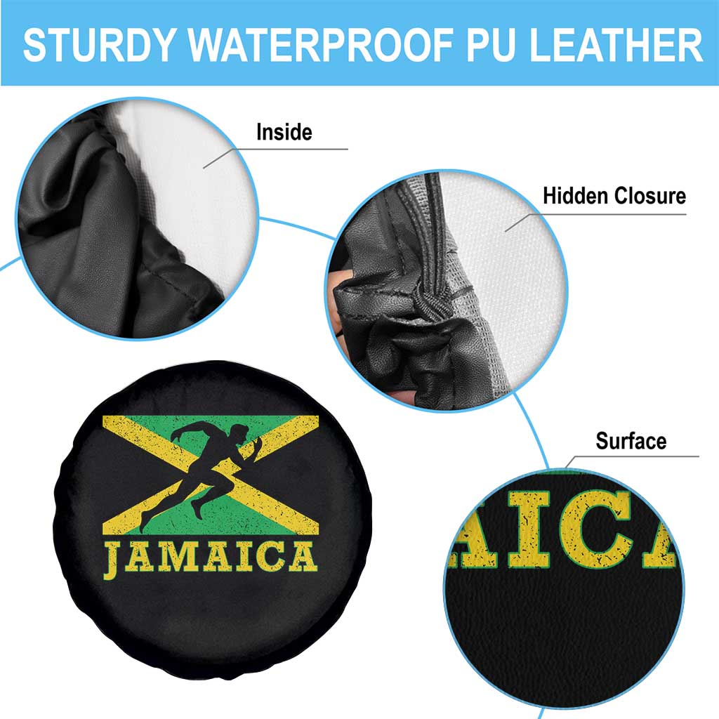 Jamaican Flag Track And Field Spare Tire Cover Retro Vintage Jamaica Runner Track Team TS10 Print Your Wear
