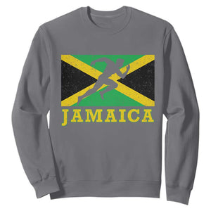 Jamaican Flag Track And Field Sweatshirt Retro Vintage Jamaica Runner Track Team TS10 Charcoal Print Your Wear