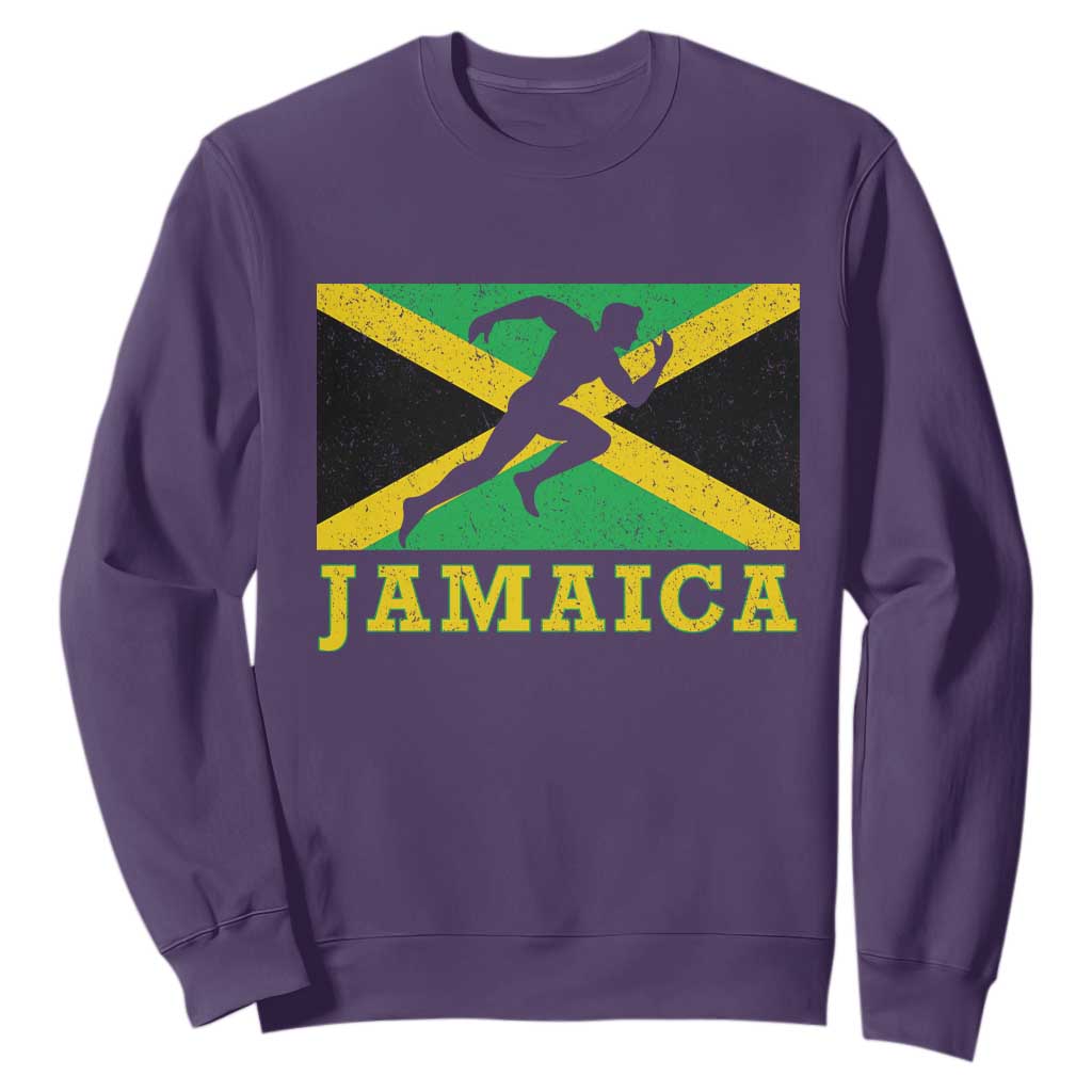 Jamaican Flag Track And Field Sweatshirt Retro Vintage Jamaica Runner Track Team TS10 Purple Print Your Wear