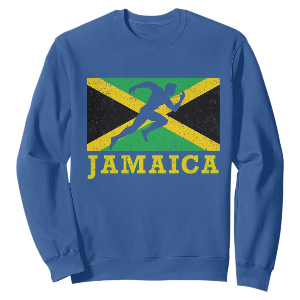 Jamaican Flag Track And Field Sweatshirt Retro Vintage Jamaica Runner Track Team TS10 Royal Blue Print Your Wear