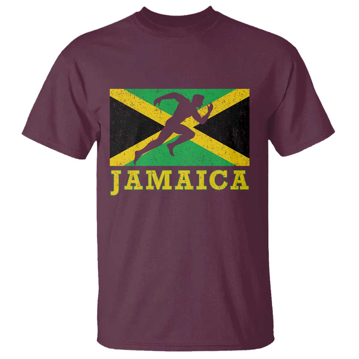 Jamaican Flag Track And Field T Shirt Retro Vintage Jamaica Runner Track Team TS10 Maroon Print Your Wear