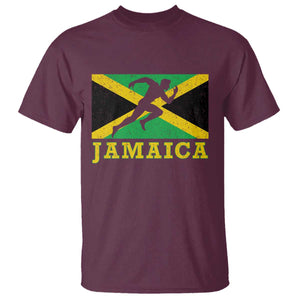 Jamaican Flag Track And Field T Shirt Retro Vintage Jamaica Runner Track Team TS10 Maroon Print Your Wear