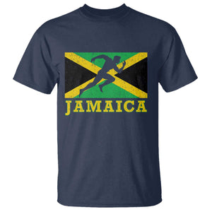 Jamaican Flag Track And Field T Shirt Retro Vintage Jamaica Runner Track Team TS10 Navy Print Your Wear