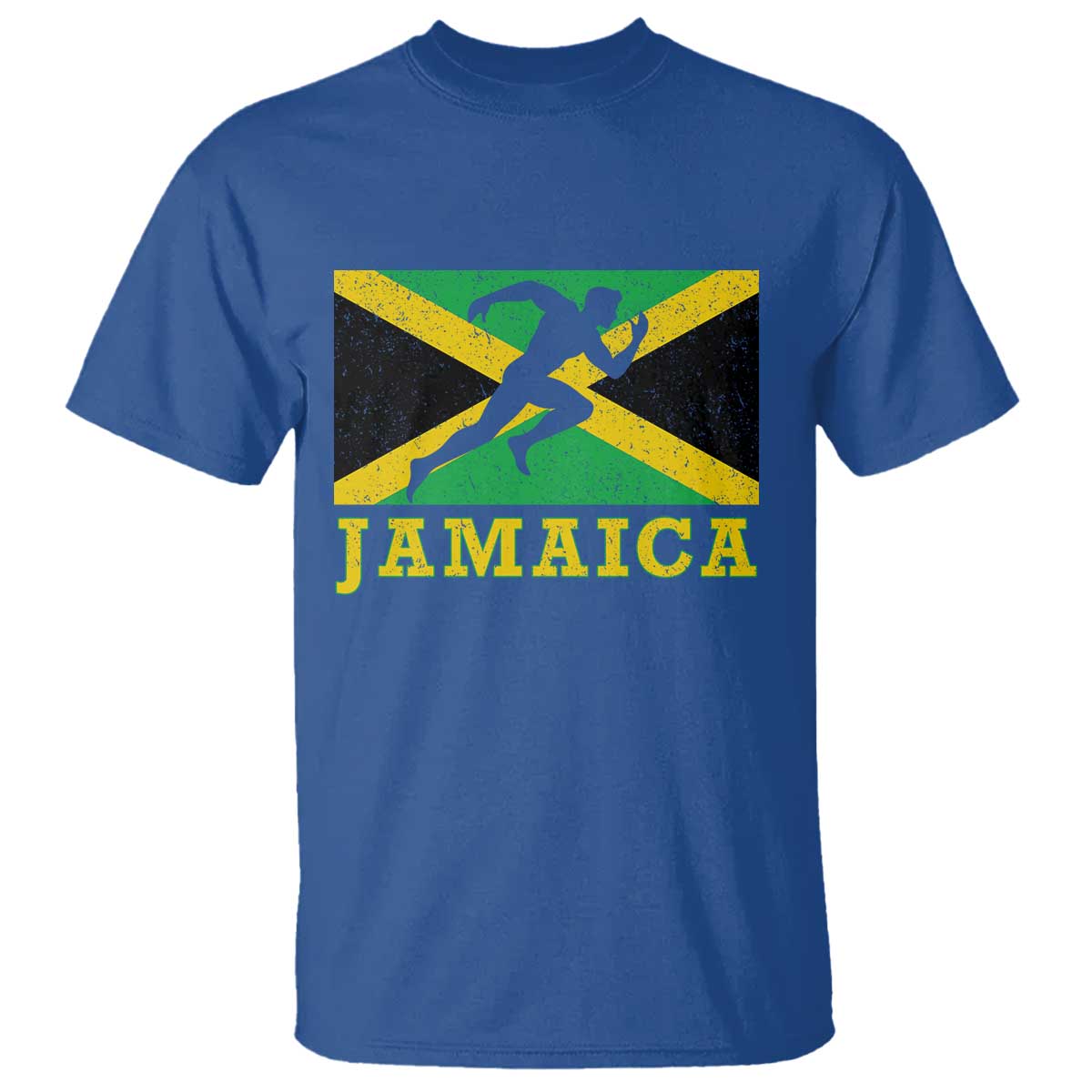 Jamaican Flag Track And Field T Shirt Retro Vintage Jamaica Runner Track Team TS10 Royal Blue Print Your Wear