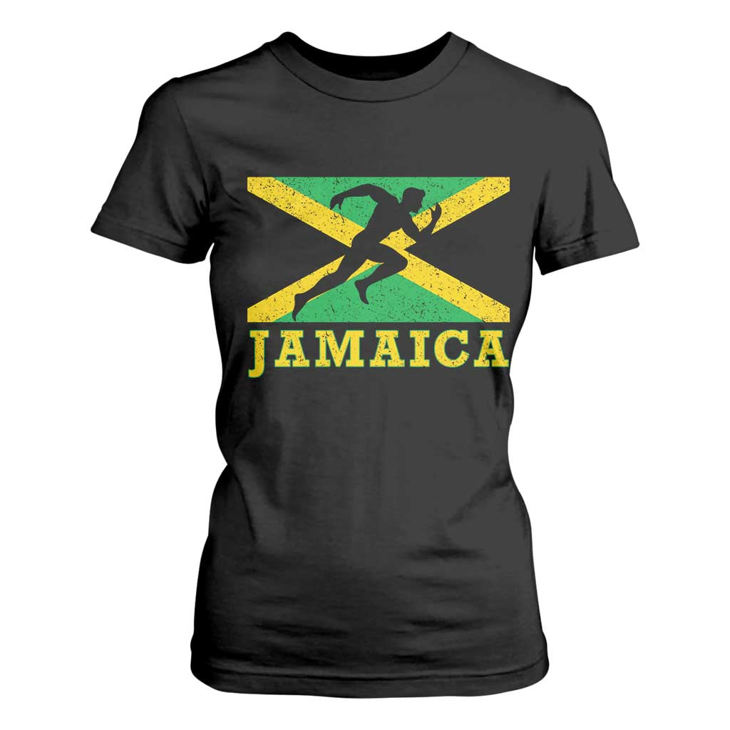 Jamaican Flag Track And Field T Shirt For Women Retro Vintage Jamaica Runner Track Team TS10 Black Print Your Wear