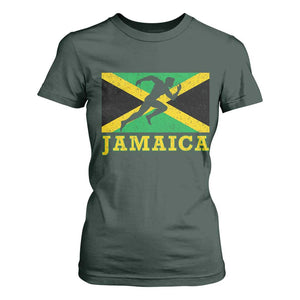 Jamaican Flag Track And Field T Shirt For Women Retro Vintage Jamaica Runner Track Team TS10 Dark Forest Green Print Your Wear