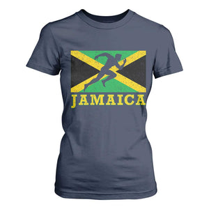 Jamaican Flag Track And Field T Shirt For Women Retro Vintage Jamaica Runner Track Team TS10 Navy Print Your Wear